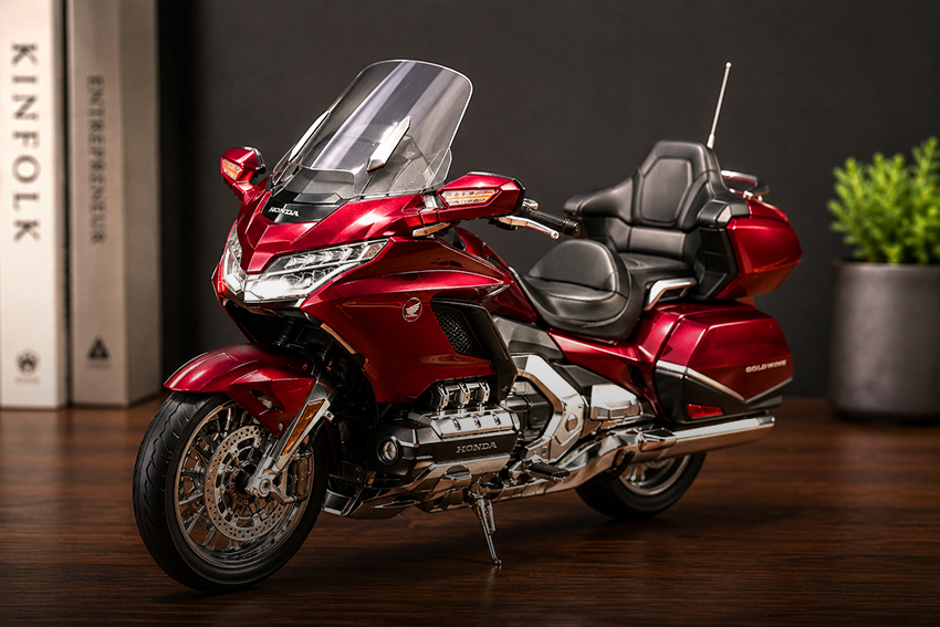 Close-up detail of Honda Gold Wing GL1800 diecast model