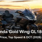Honda Gold Wing GL1800 touring motorcycle parked on a mountain road.