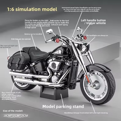 1:6 Harley Fat Boy Alloy Motorbike Collection Miniature Voiture Hobby